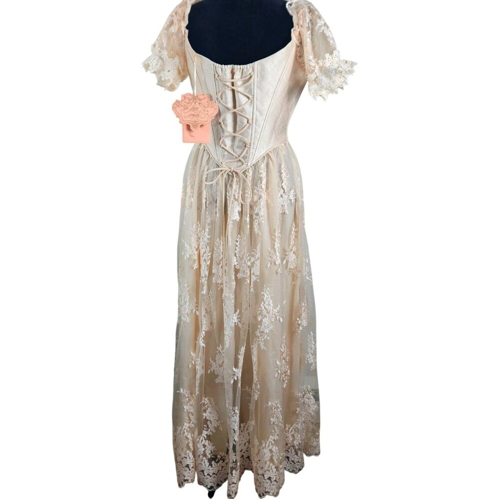 Lacemade Womens Elegant Large Corset Dress Stunning Lace Pearl Embellishments - Picture 6 of 16